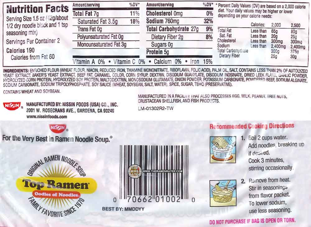 Ramen Noodles Nutrition Label
 ramen noodles nutrition label