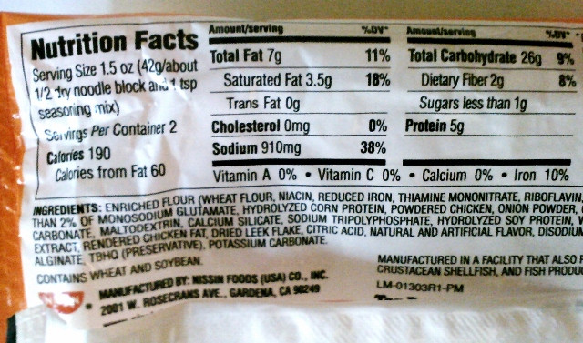 Ramen Noodles Nutrition Label
 Tim Stuhldreher Ramen my cholesterol levels and the