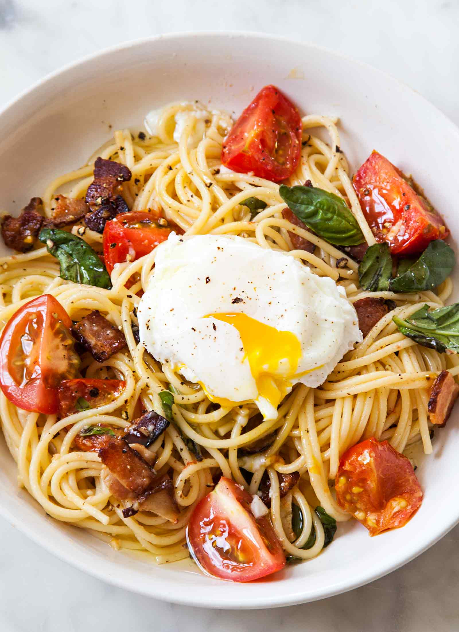 Recipe With Spaghetti Noodles
 Spaghetti with Tomatoes Bacon and Eggs Recipe