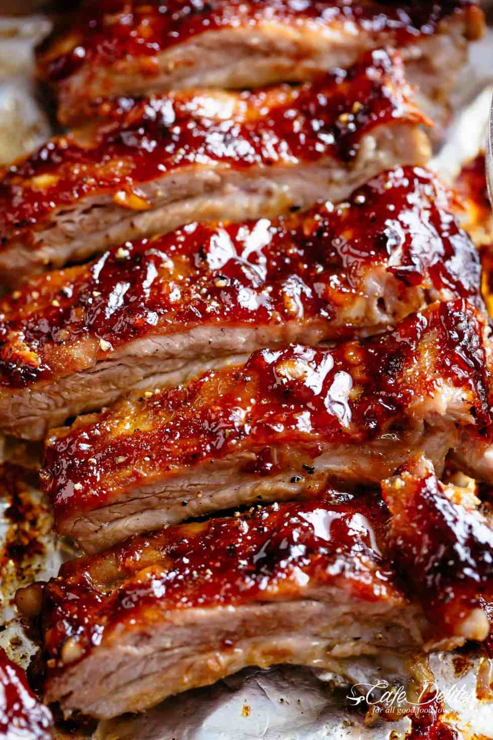 Recipes For Baby Back Ribs In Oven
 Sticky Oven Barbecue Ribs Cafe Delites