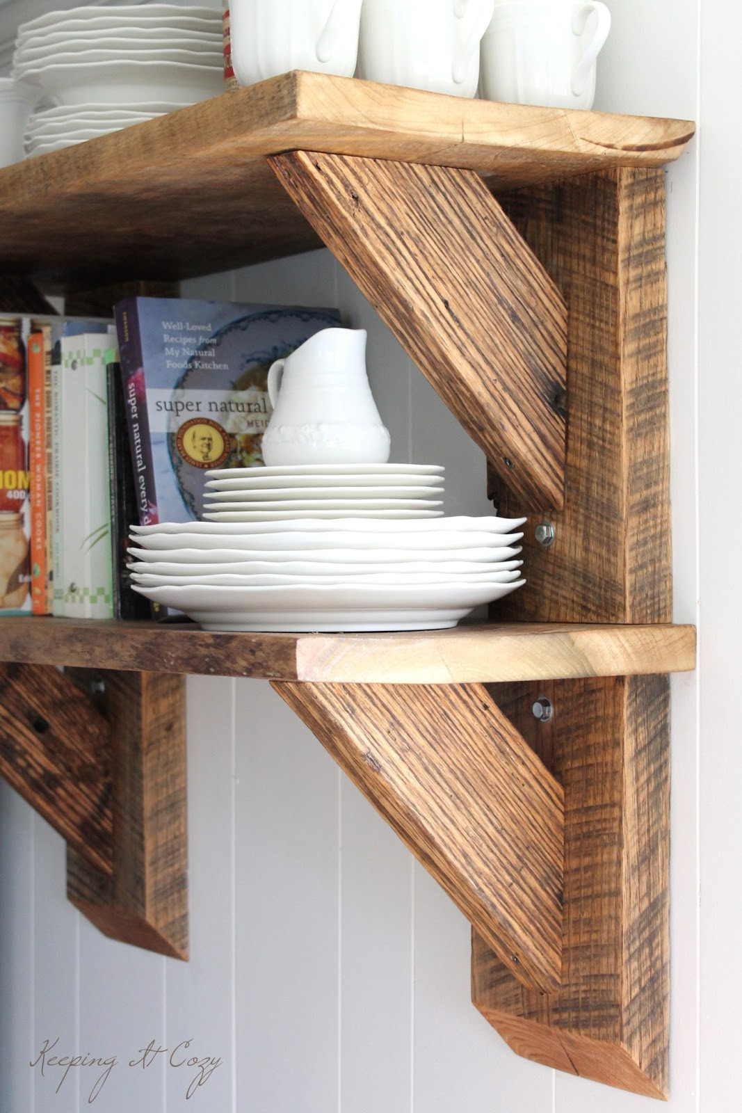 Reclaimed Wood Shelves DIY
 Keeping It Cozy Reclaimed Wood Kitchen Shelves