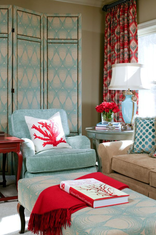 Red Living Room Decor
 Powder Blue and Poppy Red Rooms Ideas and Inspiration