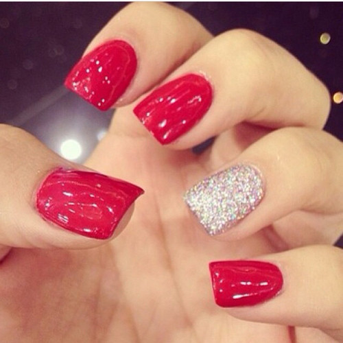 Red Nails With Glitter
 Red Glitter Nails s and for