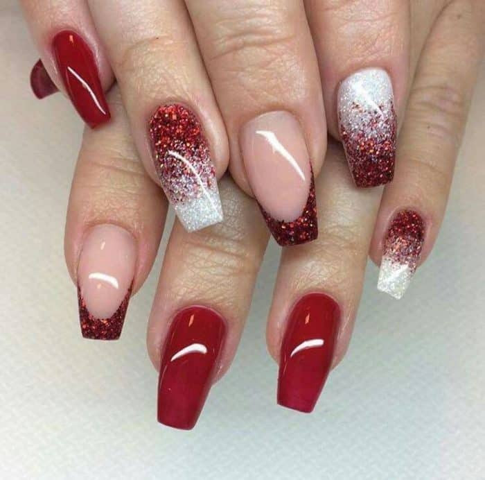 Red Nails With Glitter
 25 Hottest and Cute Red Nail Designs 2018 SheIdeas