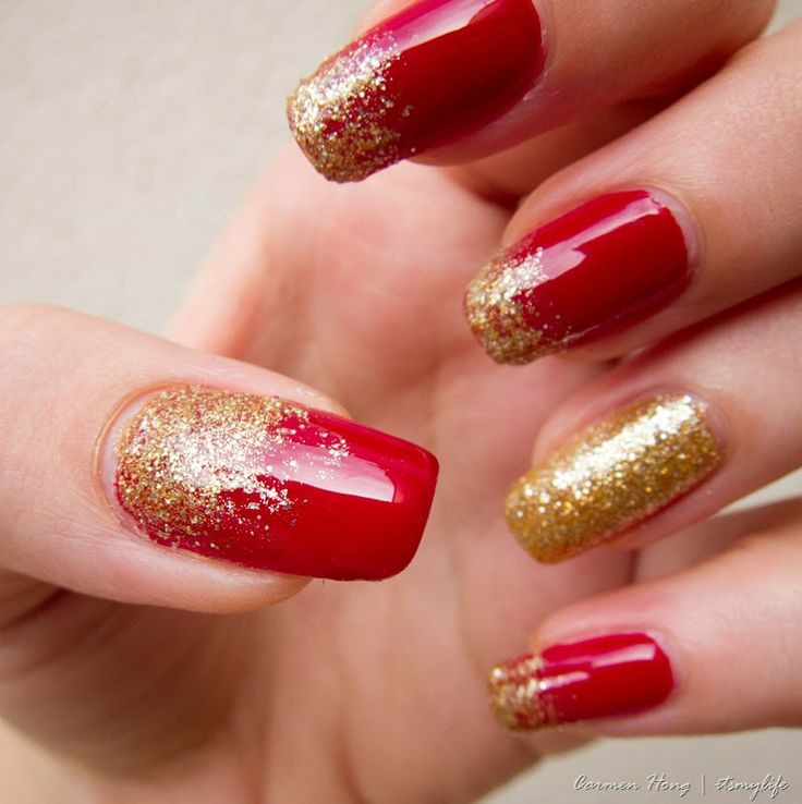 Red Nails With Glitter
 Get creative 40 red nail designs you ll love fmag