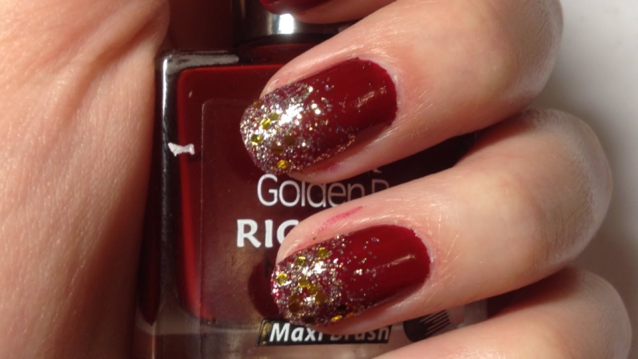 Red Nails With Glitter
 Create Red Gold Glitter Nails DIY Beauty Guidecentral