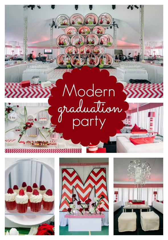 Red White And Blue Graduation Party Ideas
 Modern Red Chevron Graduation Party Pretty My Party