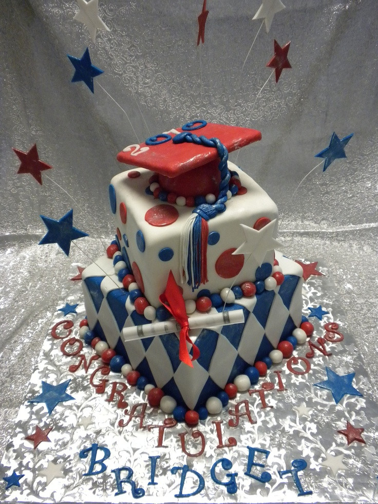 Red White And Blue Graduation Party Ideas
 Red white & blue graduation cake Graduation