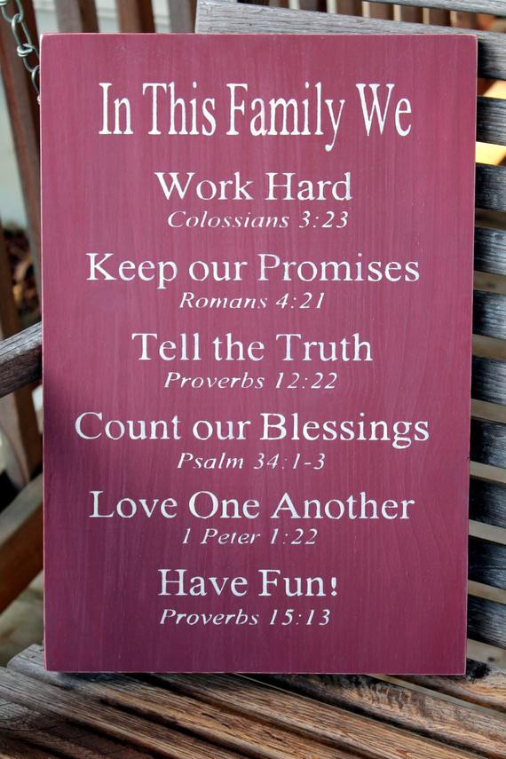 Religious Quotes About Family
 Christian Family Rules Sign Bible Verses Housewarming Gift