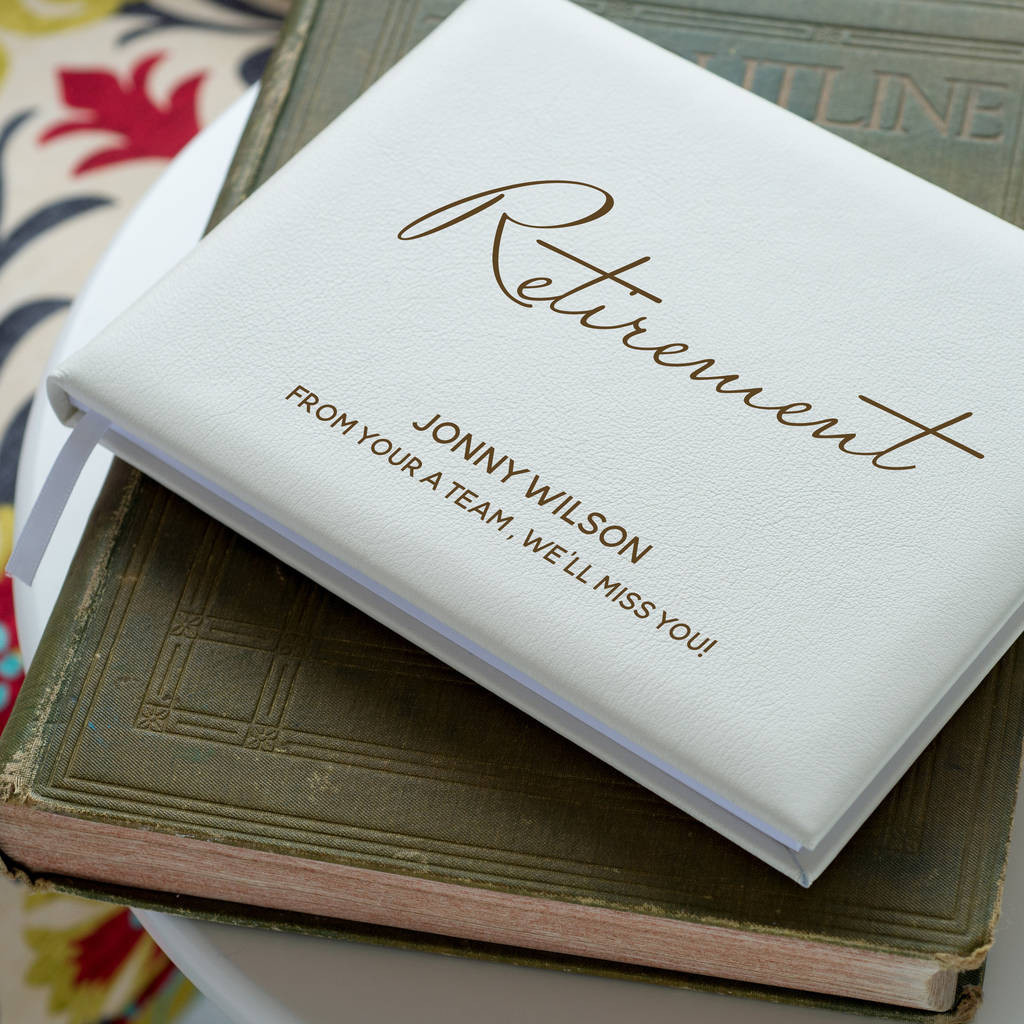 Retirement Party Guest Book Ideas
 personalised retirement guest book by oh so cherished