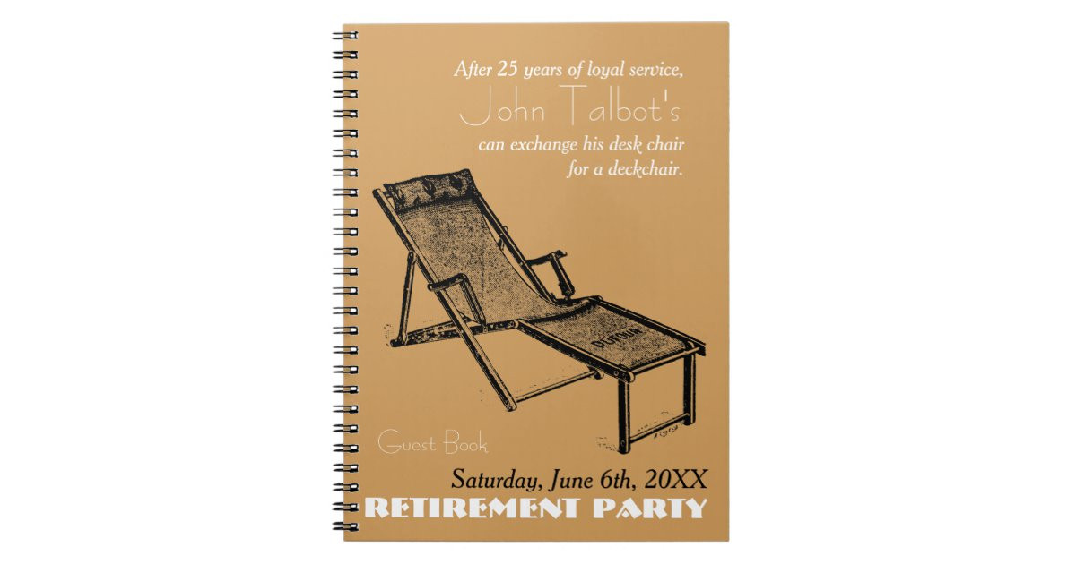 Retirement Party Guest Book Ideas
 Retro Deckchair Retirement Party Guest Book 1 Notebook