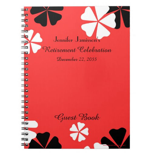 Retirement Party Guest Book Ideas
 Retirement Party Guest Book Red Floral Spiral Notebook
