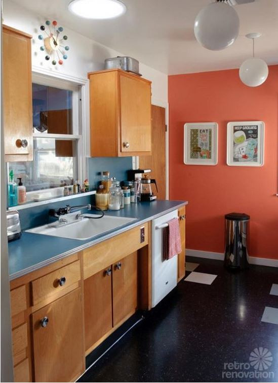 Retro Modern Kitchen
 Sarah s "super economical" retro kitchen remodel featuring