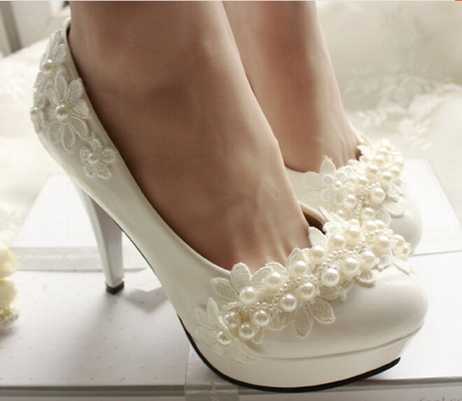 Retro Wedding Shoes
 Retro Vintage Handmade Series Pearls Bows Bridal Classic