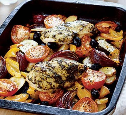Roasted Chicken And Vegetable Recipe
 Mediterranean chicken with roasted ve ables recipe