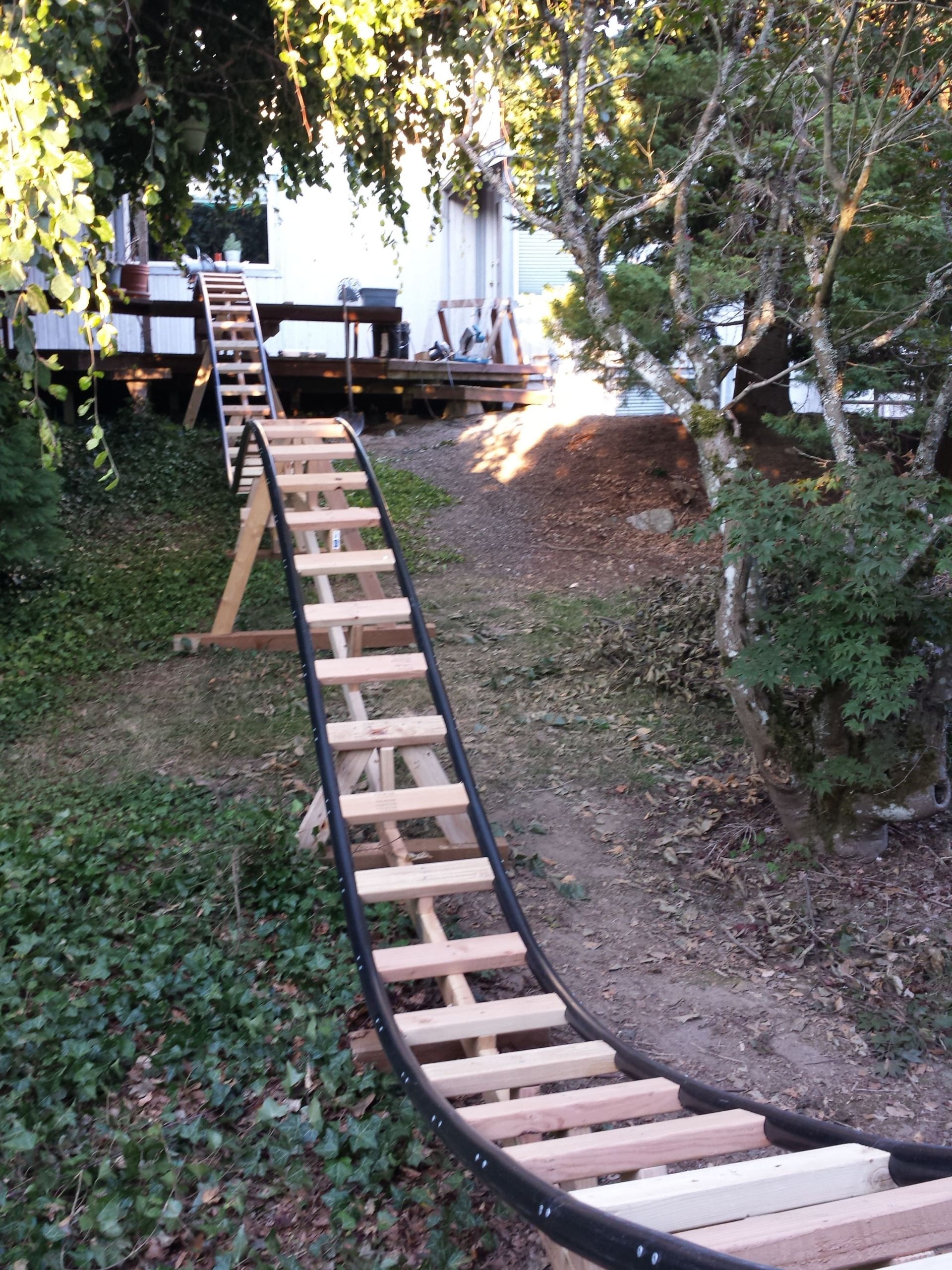 Roller Coaster In Backyard
 Retired Aerospace Engineer Builds a Backyard Roller