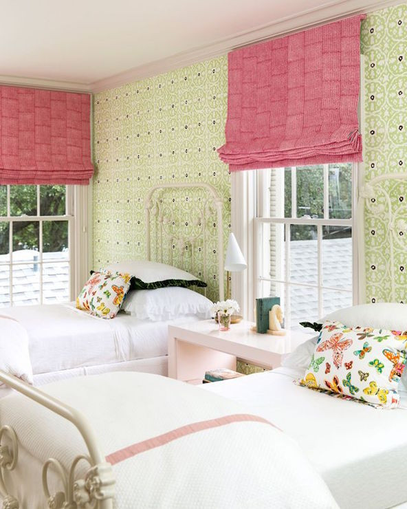 Roman Shades Kids Room
 Pink and Green Kids Bedroom Transitional Girl s Room