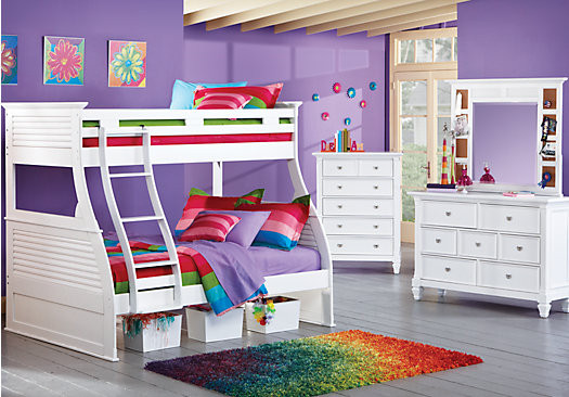 Room To Go Kids Furniture
 Belmar White 6 Pc Twin Full Bunk Bedroom Bedroom Sets Colors