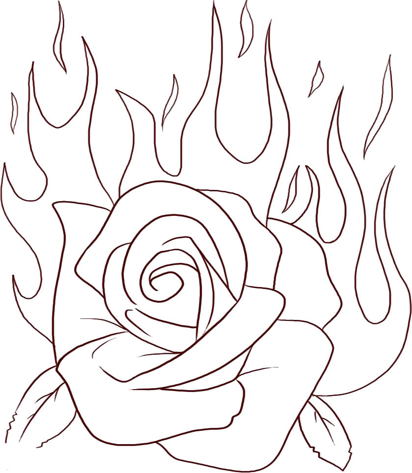 Rose Coloring Pages For Girls
 Rose Flame Flowers Coloring pages Free Printable Coloring