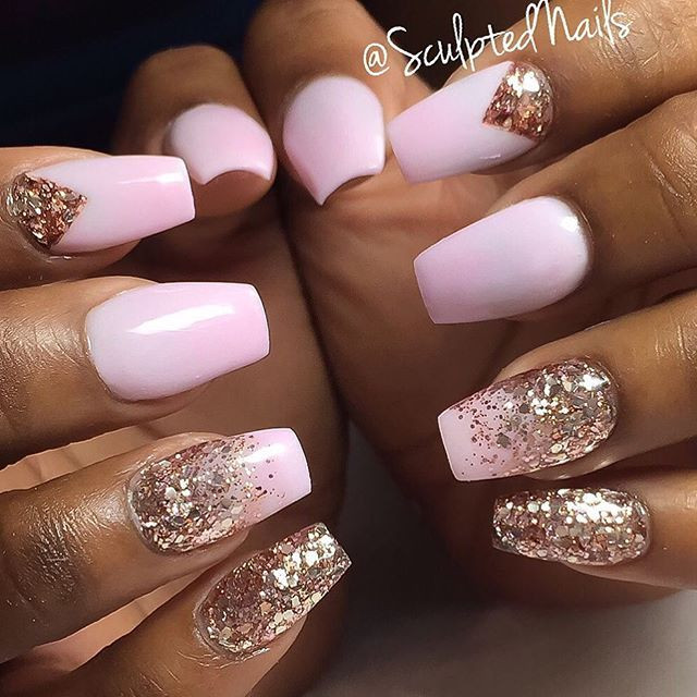 Rose Gold Glitter Nails
 85 best Rose Gold and Copper Fashion Nails and Makeup