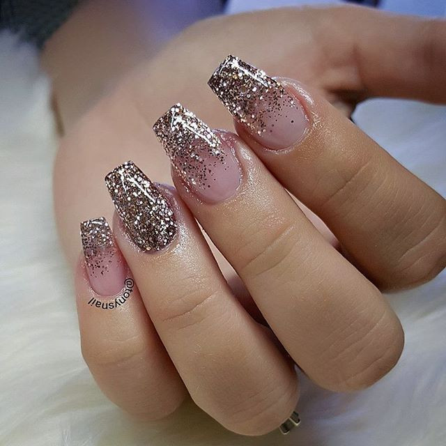 Rose Gold Glitter Nails
 Rose gold glitter When people see my nails design