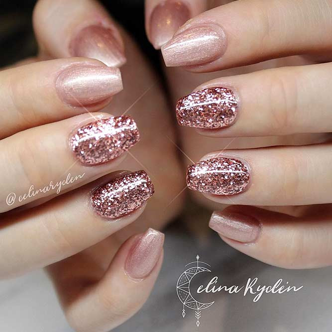 Rose Gold Glitter Nails
 The Impact Gold Glitter Luxe Nails