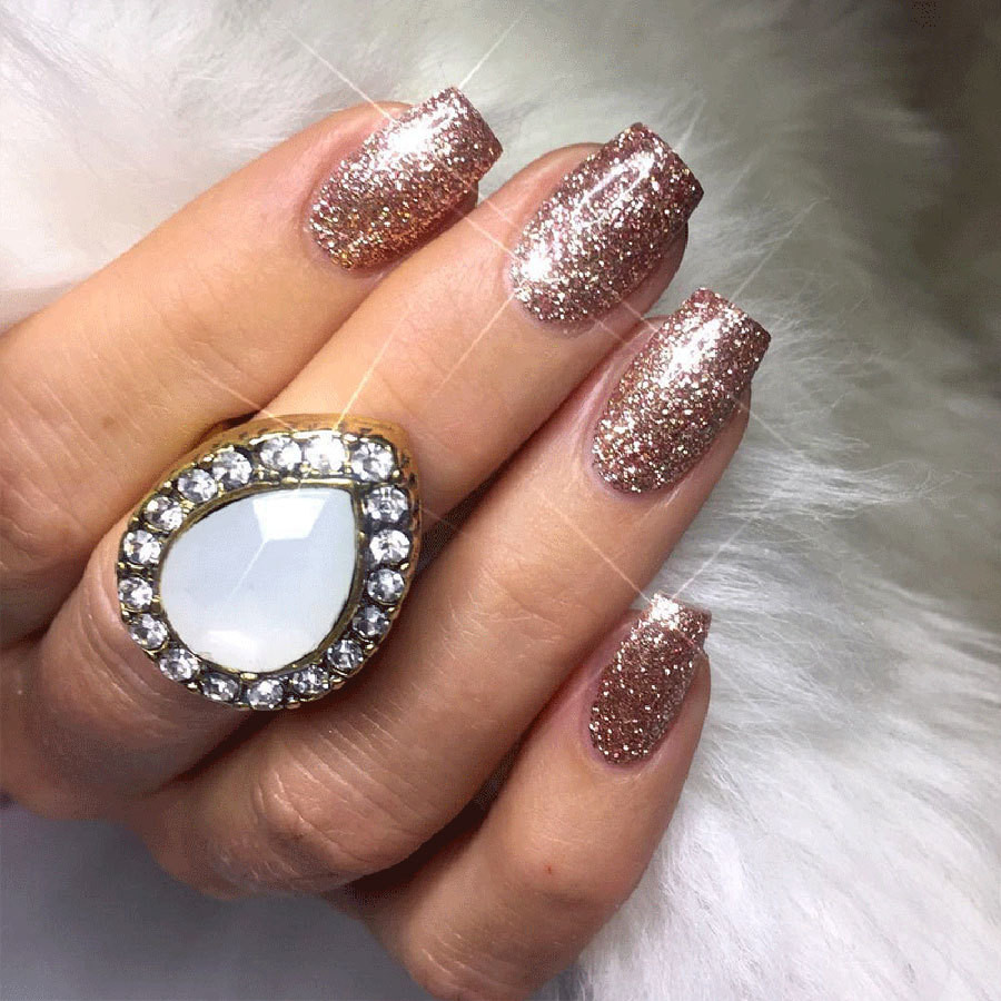 Rose Gold Glitter Nails
 These Sparkly Nails Are Glitter ally To Die For More