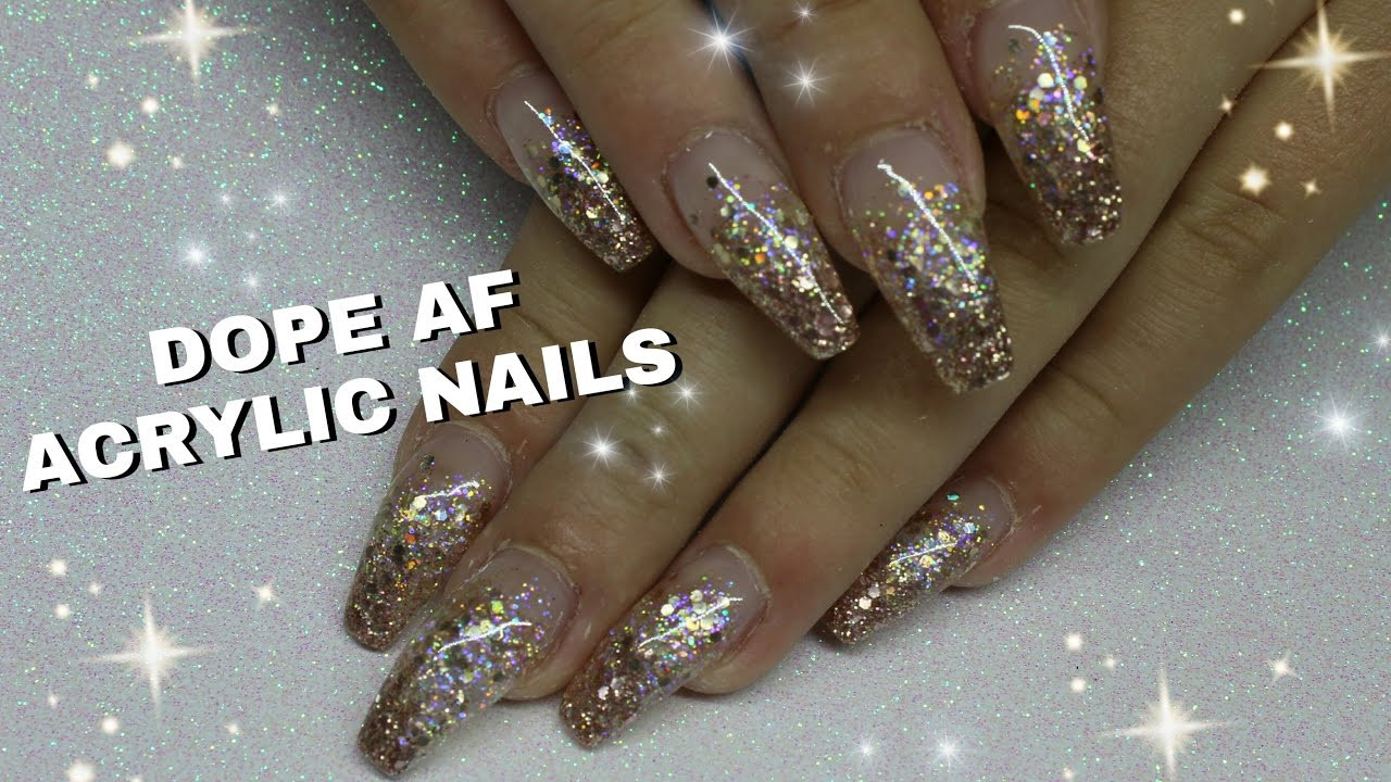 Rose Gold Glitter Nails
 HOW TO ROSE GOLD GLITTER GRADIENT ACRYLIC NAILS