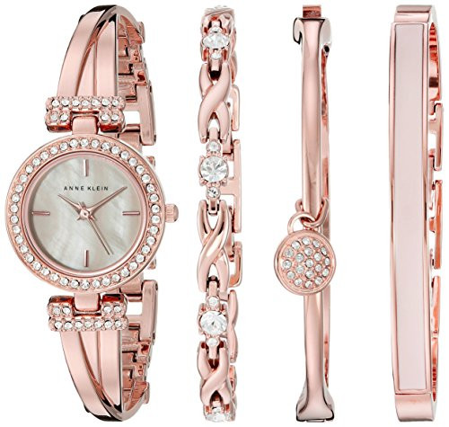 Rose Gold Watch And Bracelet Set
 Anne Klein Women s AK 2238RGST Swarovski Crystal Accented