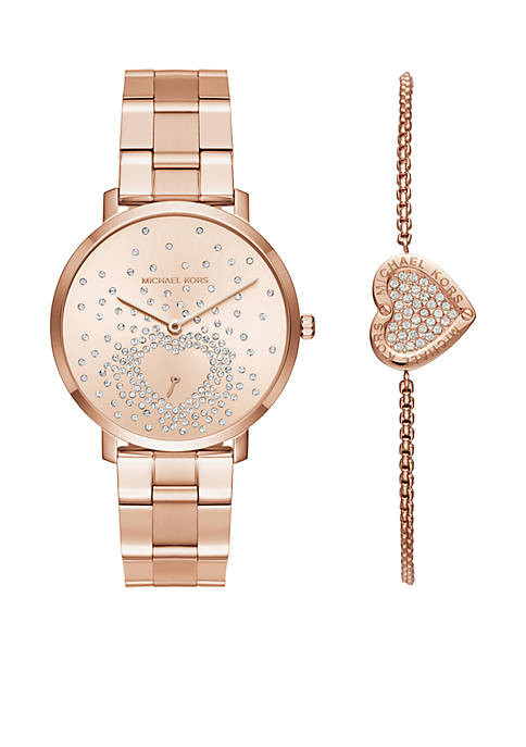 Rose Gold Watch And Bracelet Set
 Michael Kors Women s Rose Gold Watch and Bracelet Set