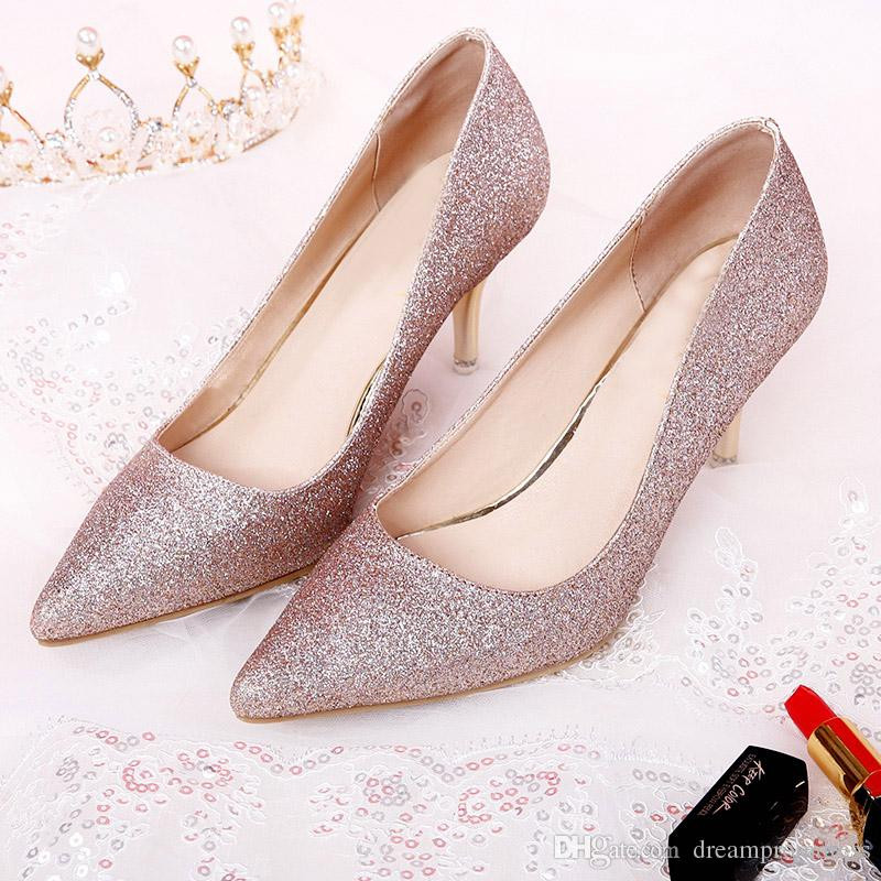 Rose Gold Wedding Shoes
 Rose Gold Wedding Shoes For Bride 2018 Summer New Style
