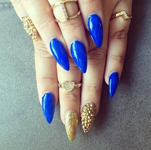 Royal Blue And Gold Nail Designs
 10 Something Blue Stiletto Nail Designs We Love