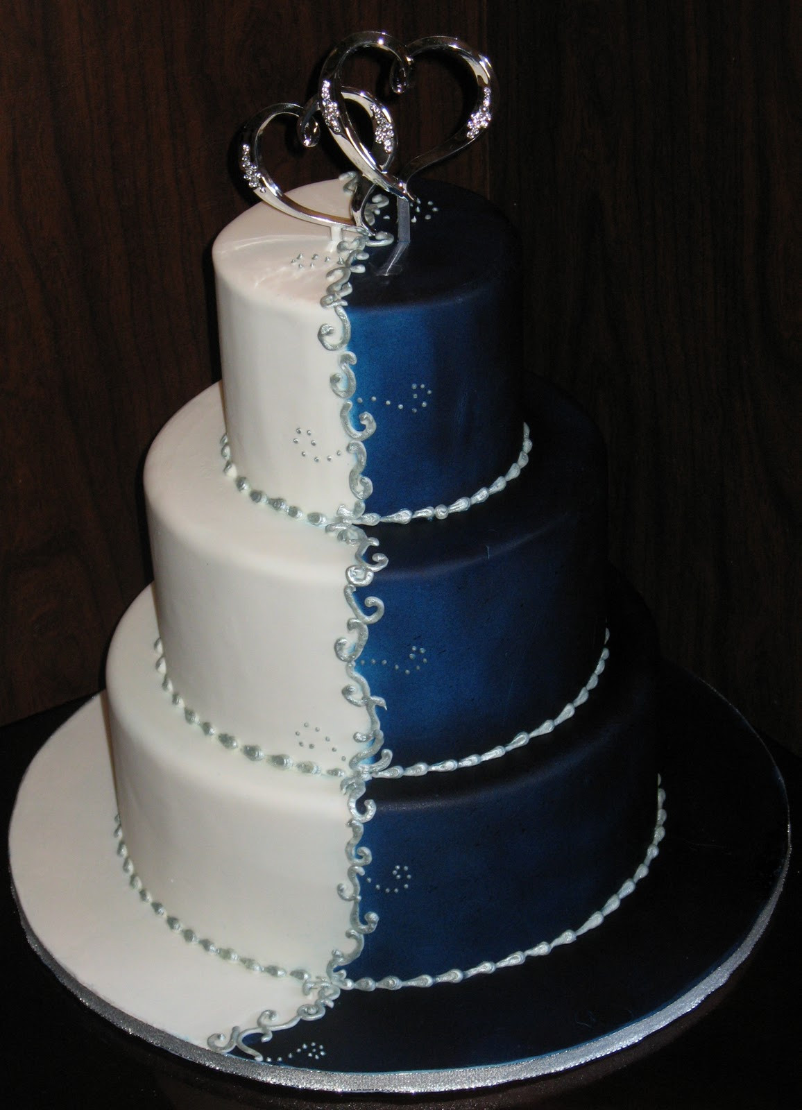 Royal Blue And Silver Wedding Cakes
 A Wedding Addict Dark Blue Wedding Cake Special Snow Angel