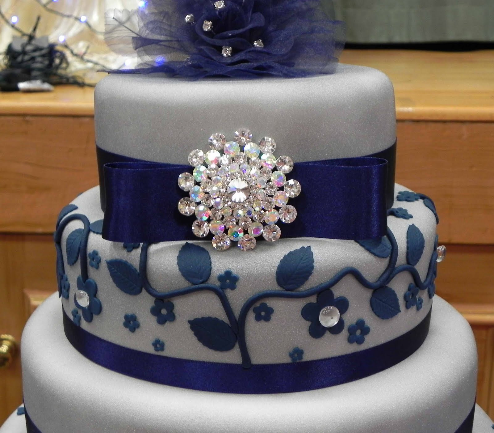 Royal Blue And Silver Wedding Cakes
 Cake by Lisa Price Silver and Blue wedding cake