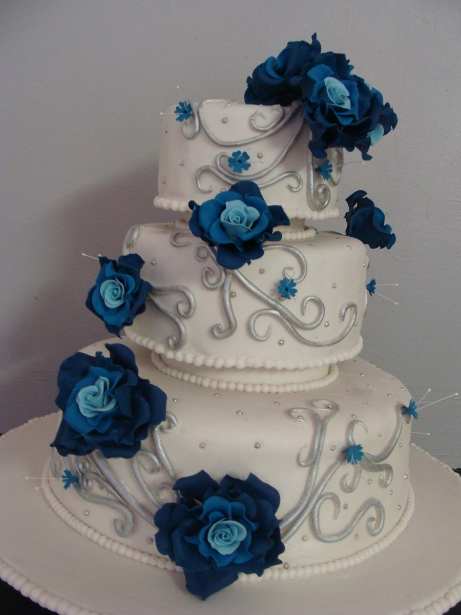 Royal Blue And Silver Wedding Cakes
 Blue And Silver Wedding Cake CakeCentral
