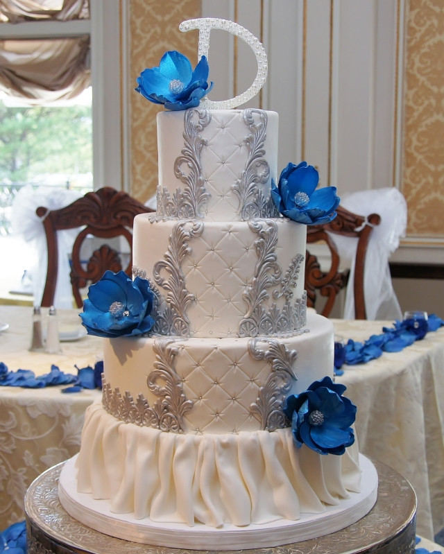 Royal Blue And Silver Wedding Cakes
 Royal Blue White And Silver Wedding
