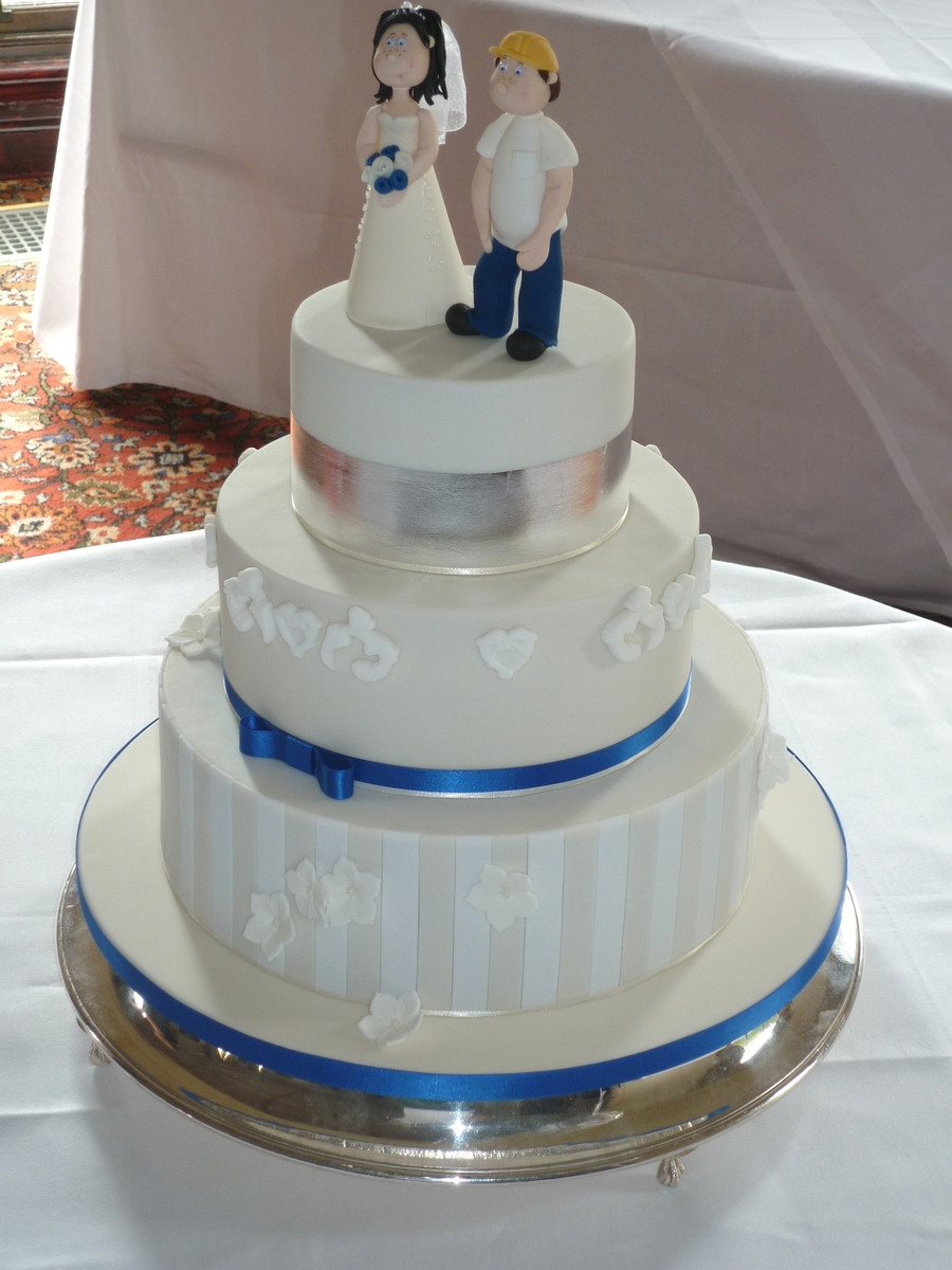 Royal Blue And Silver Wedding Cakes
 Ivory & Royal Blue Wedding Cake CakeCentral