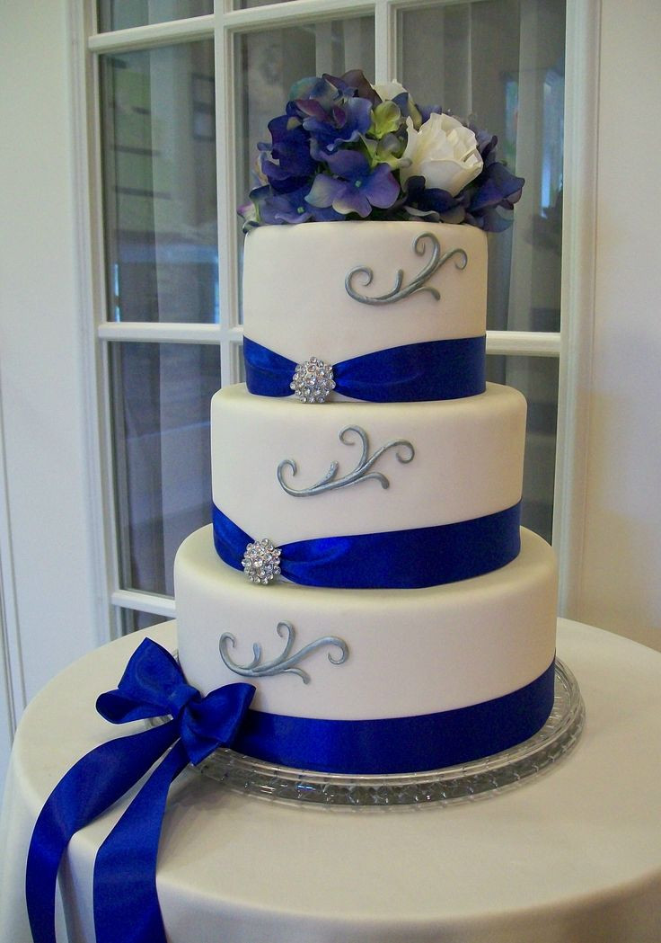 Royal Blue And Silver Wedding Cakes
 31 best Blue and silver wedding cakes images on Pinterest