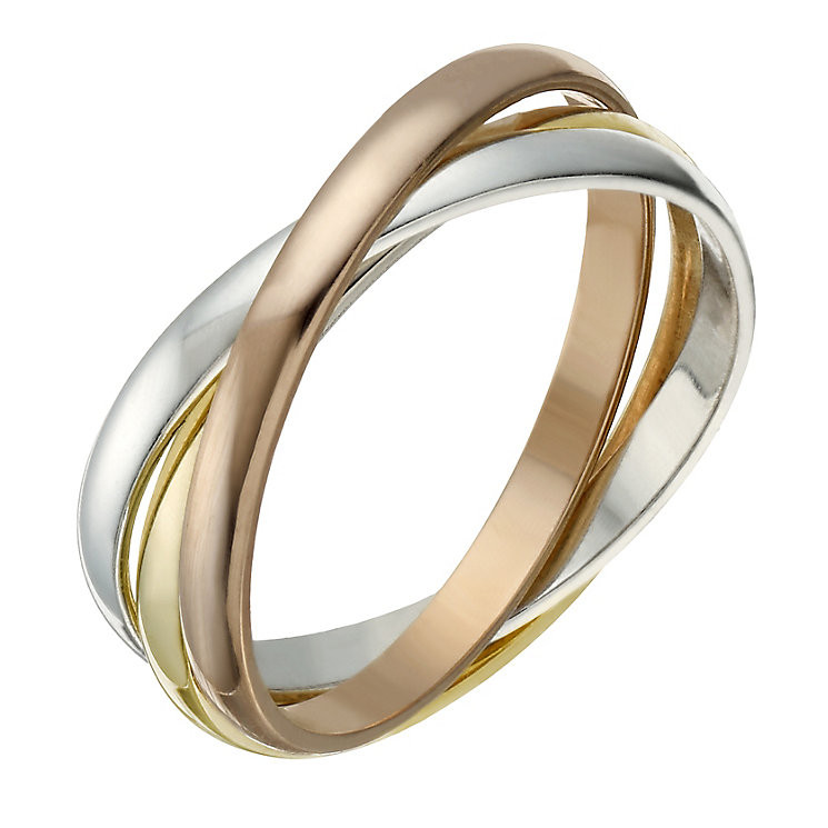Russian Wedding Band
 9ct Gold 2mm 3 Colour Russian Wedding Ring
