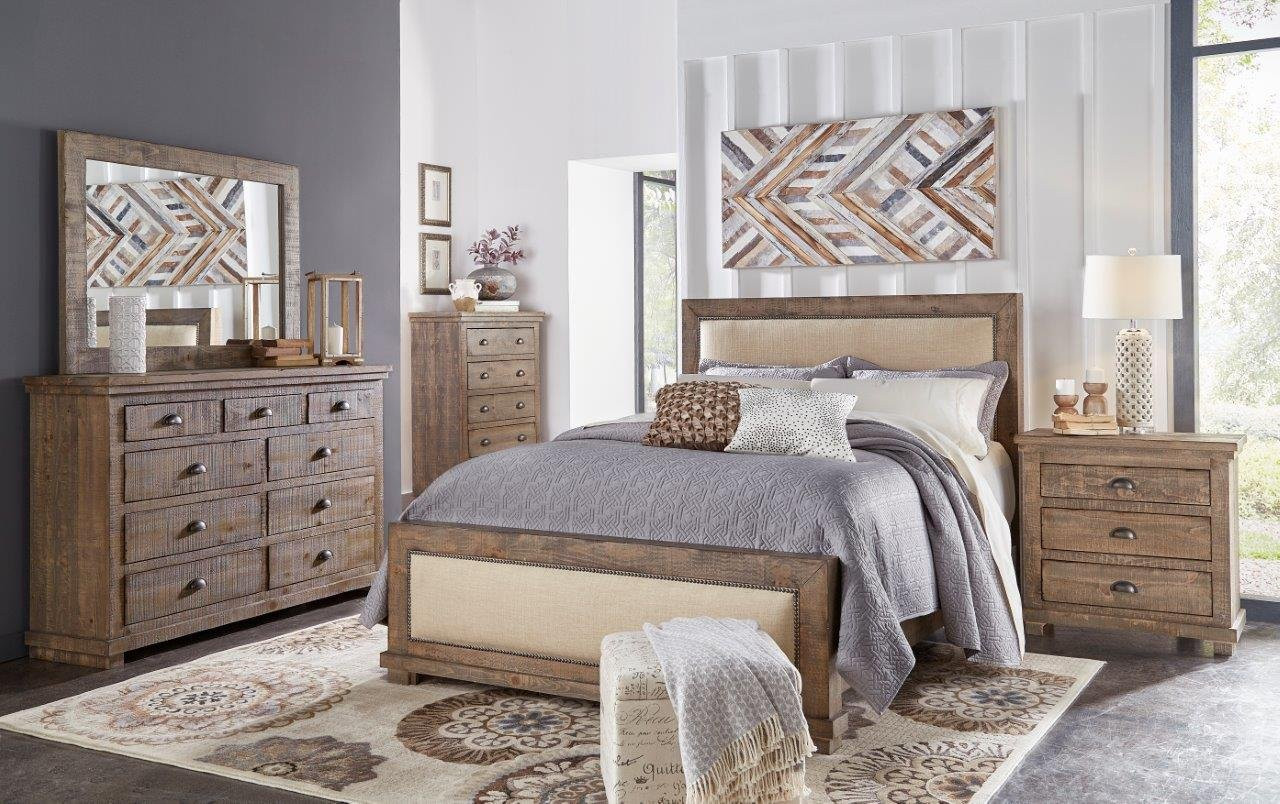 Rustic Grey Bedroom Set
 Pine & Gray Casual Rustic 6 Piece King Bedroom Set