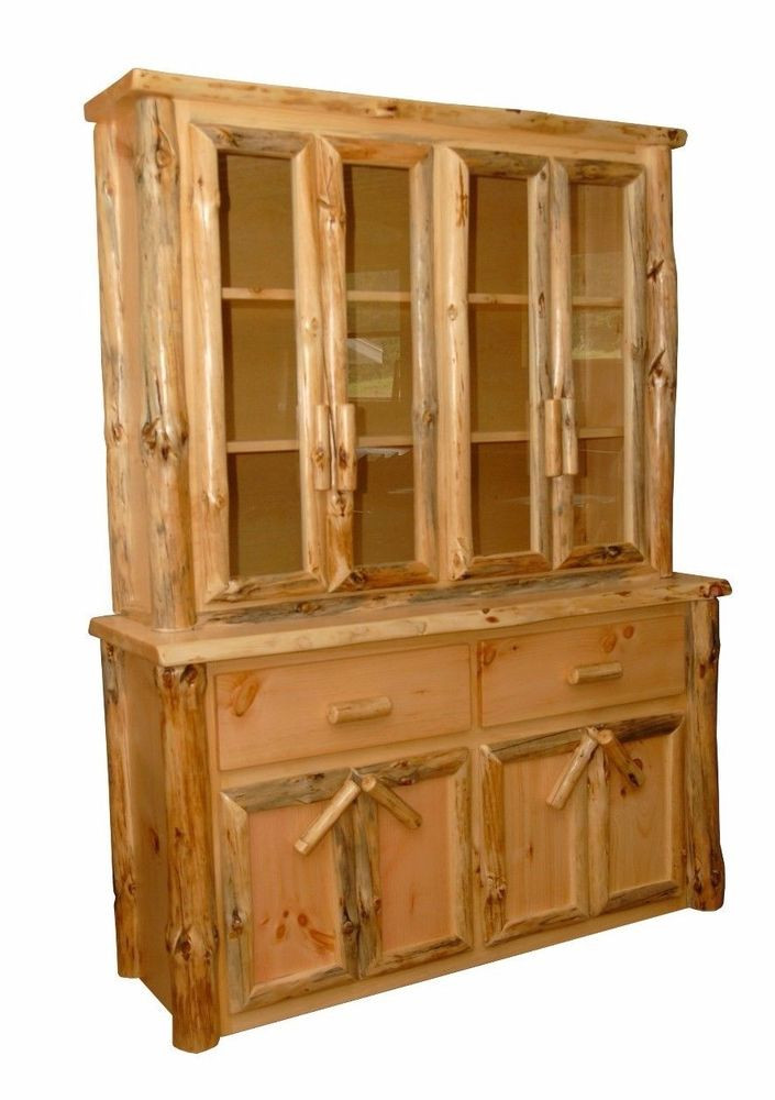 Rustic Kitchen Buffets
 Rustic Pine Log Buffet Hutch China Cabinet– Amish Made in
