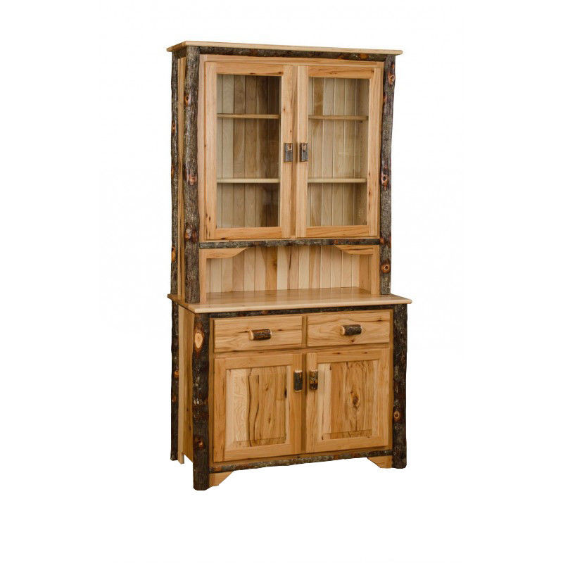 Rustic Kitchen Buffets
 ALL HICKORY Rustic 2 Door Buffet & Hutch Amish Made USA