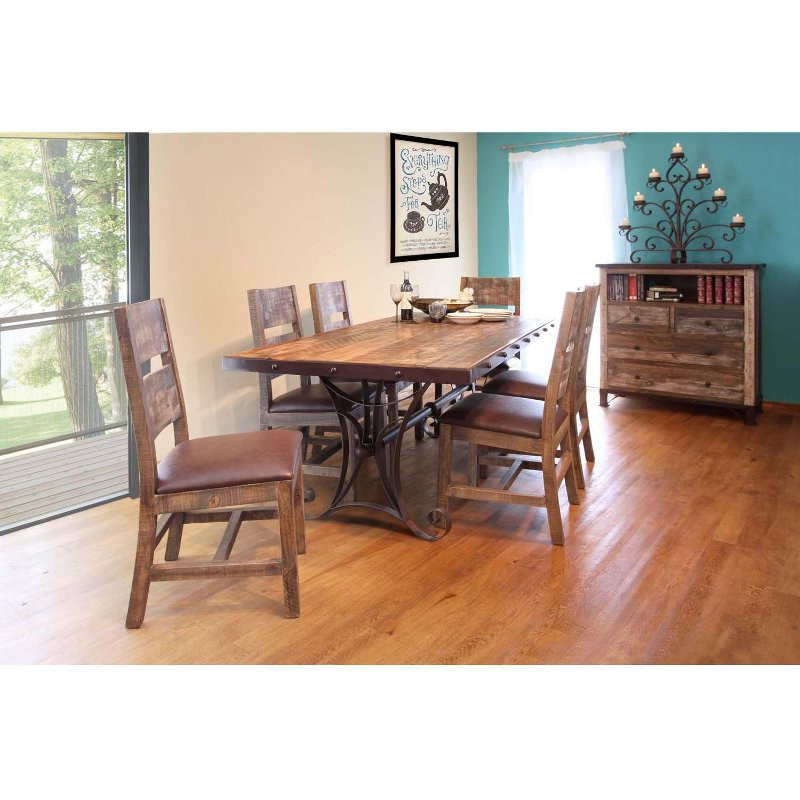 Rustic Living Room Furniture Sets
 Pine 5 Piece Dining Set Rustic Antique