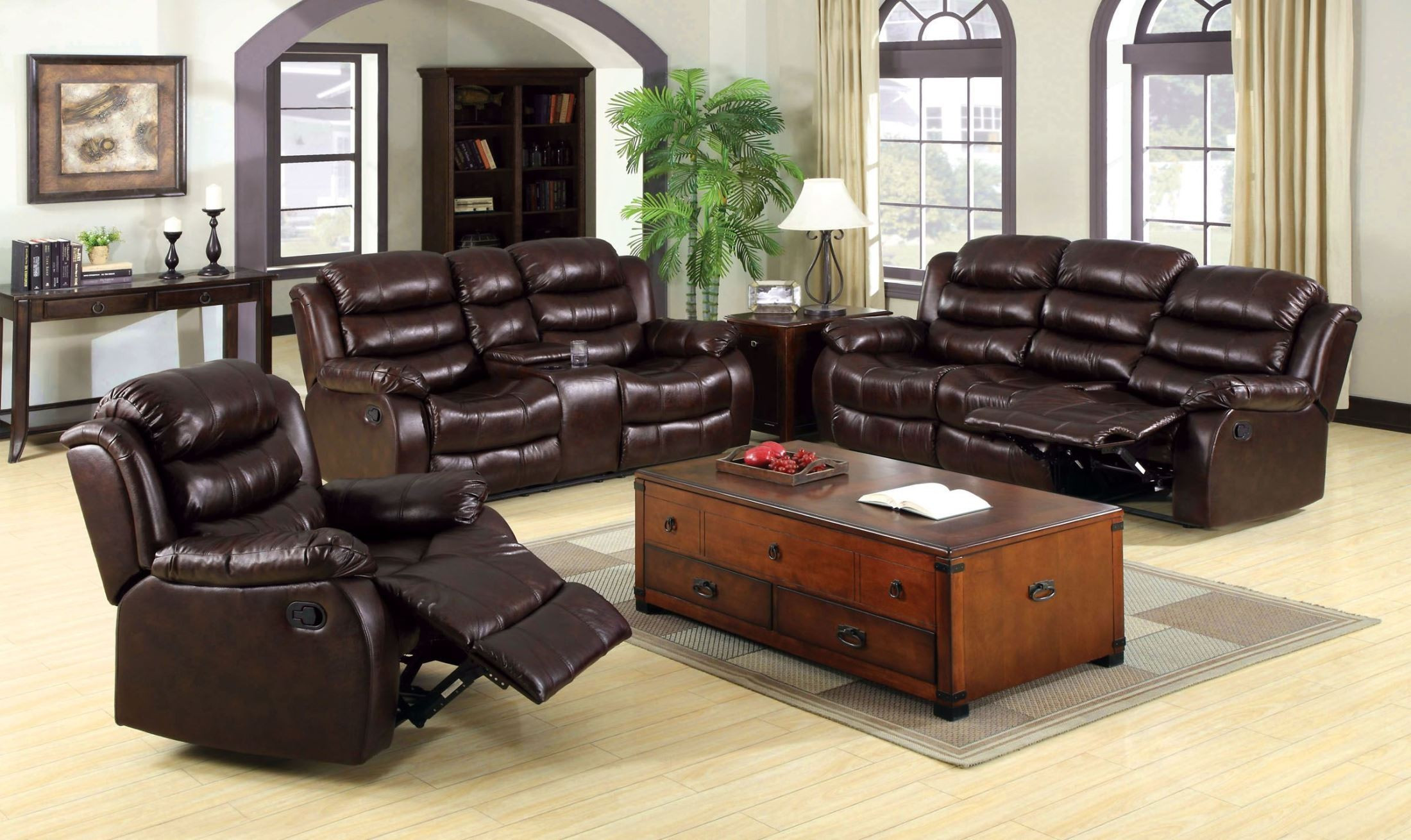 Rustic Living Room Furniture Sets
 Berkshire Rustic Brown Reclining Living Room Set from