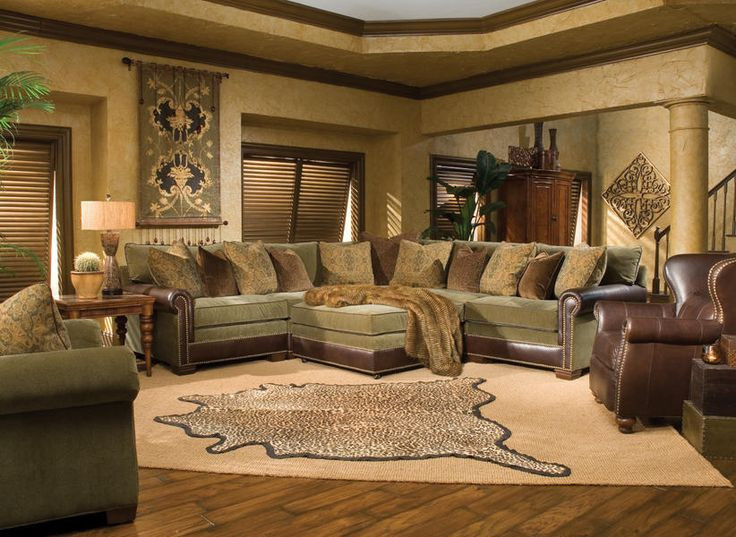 Rustic Living Room Furniture Sets
 Huntington House CL7107 Leather & Fabric Pit Group