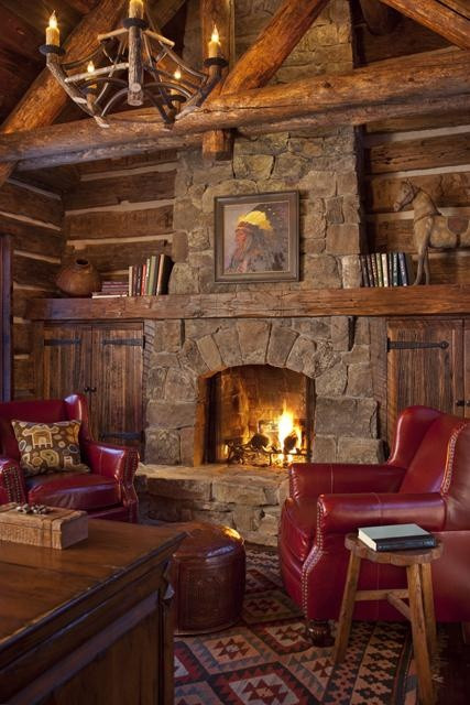 Rustic Living Rooms With Fireplace
 Rustic Cabin with Fireplace