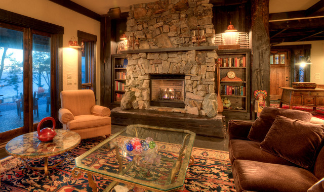 Rustic Living Rooms With Fireplace
 Living room with stone fireplace Rustic Living Room