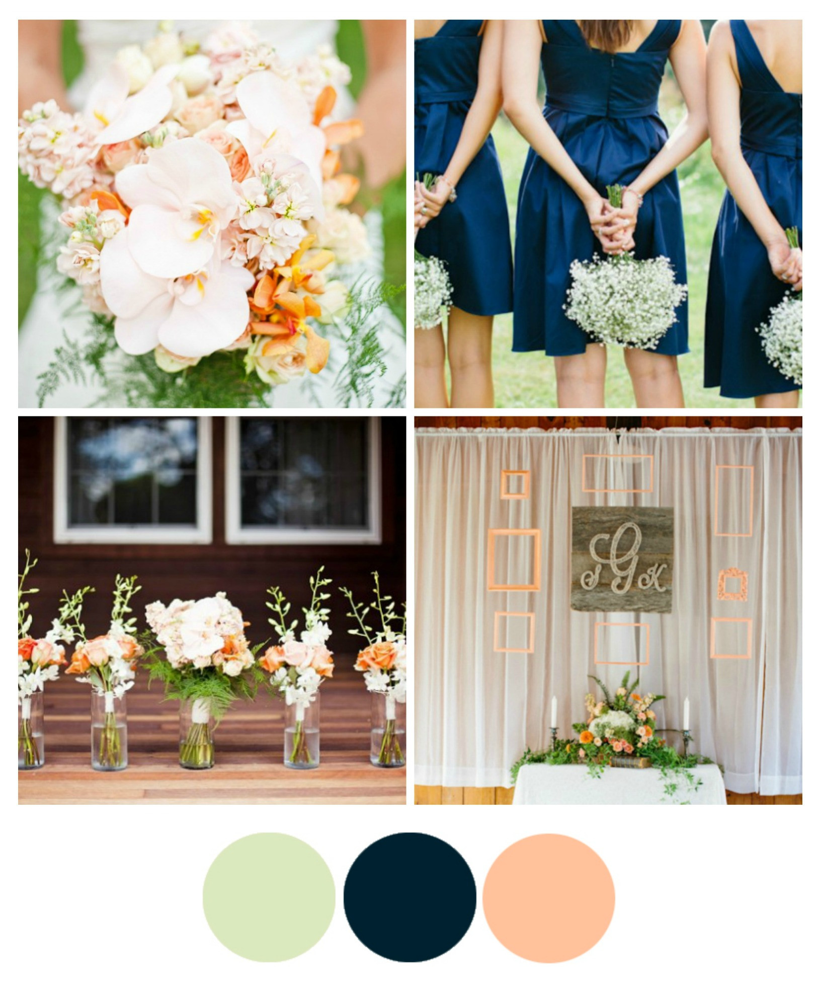 Rustic Wedding Color Schemes
 Wedding Color Inspiration Peach and Navy Rustic