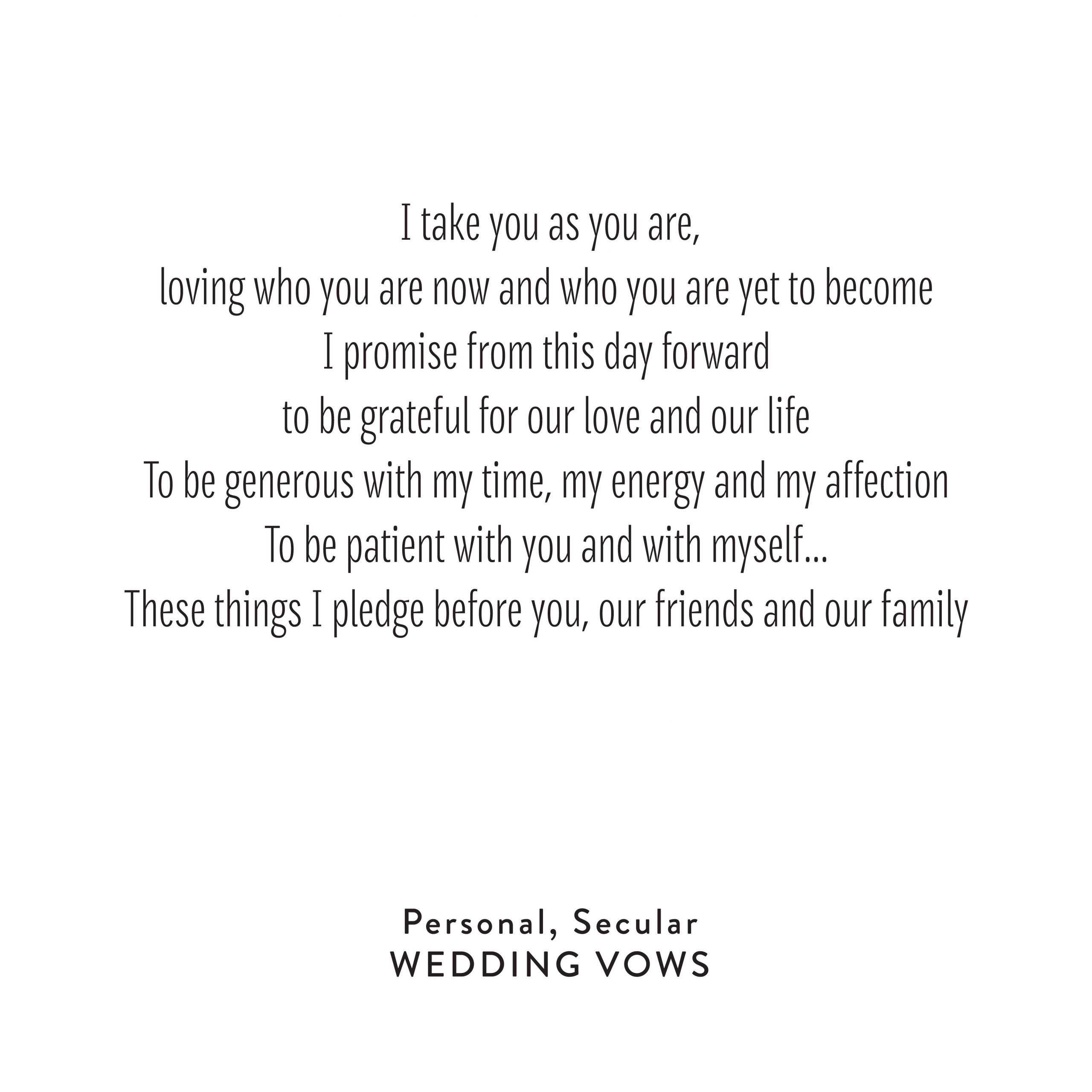 Sample Personal Wedding Vows
 Wedding Vows Personal Secular