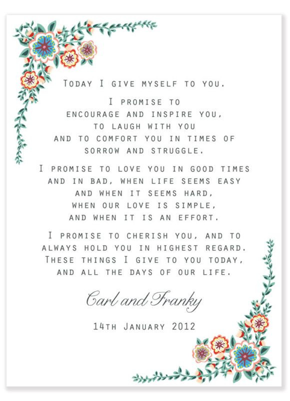 Sample Personal Wedding Vows
 Sample Personal Wedding Vows